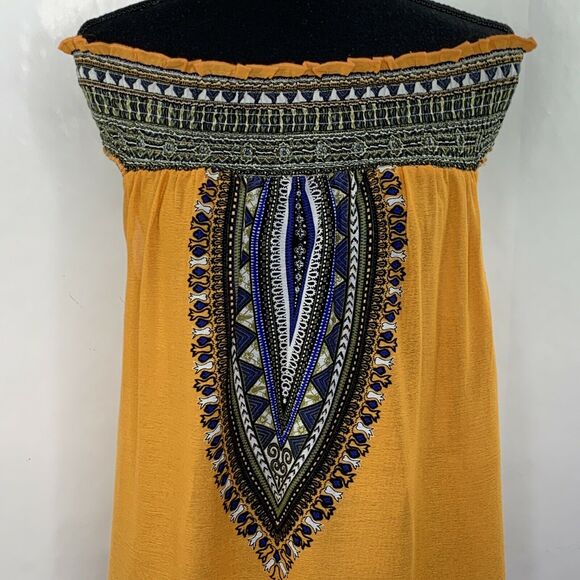 Liberty Love Orange Boho Tassel Trim Blouse Size L - Picture 5 of 8